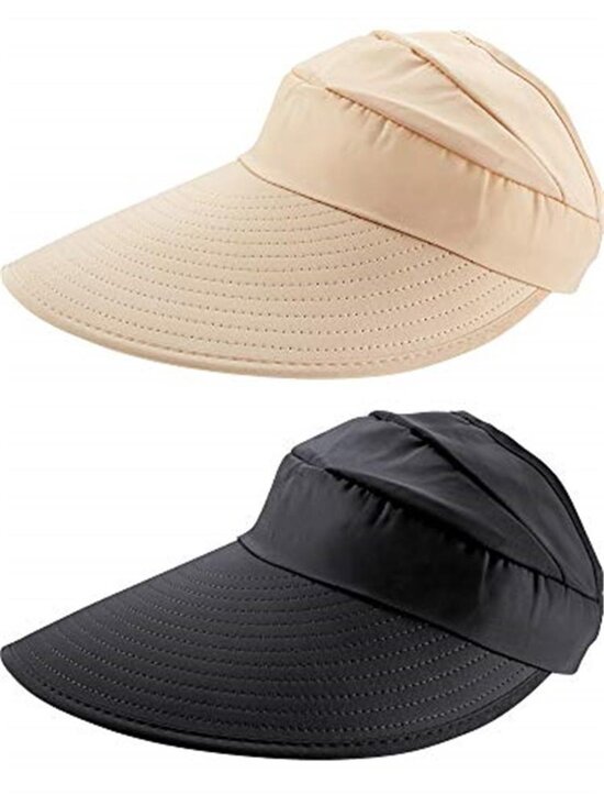 2 Pieces Women\'s Sun Visor Hats UV Protection Caps Summer Wide Brim Beach Hat main image 5